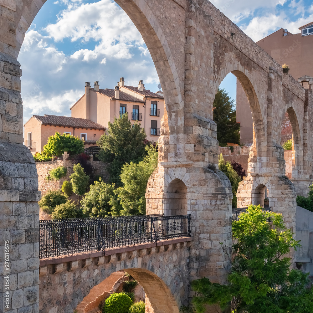 cityscape of Historical Aqueduct of Teruel, Aragon, Spain