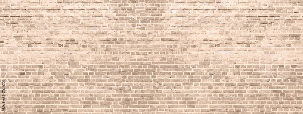 Old red brick wall background. Panoramic wide texture - obrazy, fototapety, plakaty 