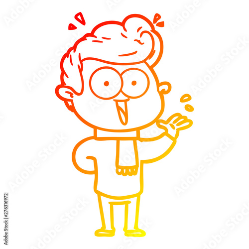 warm gradient line drawing cartoon excited man