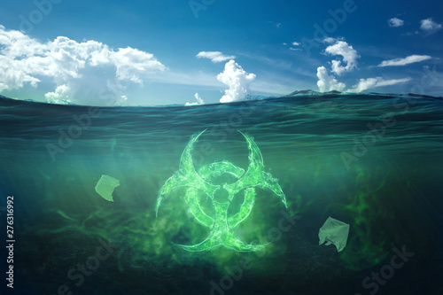 Ocean pollution by toxic waste. Biological waste. The concept of chemical waste, pollution of nature, toxins