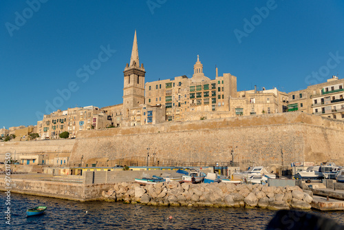 La Valleta, Malta : 2019 May 23 : Street of Valleta, Malta's capital. Cityscape in Sunny Day.