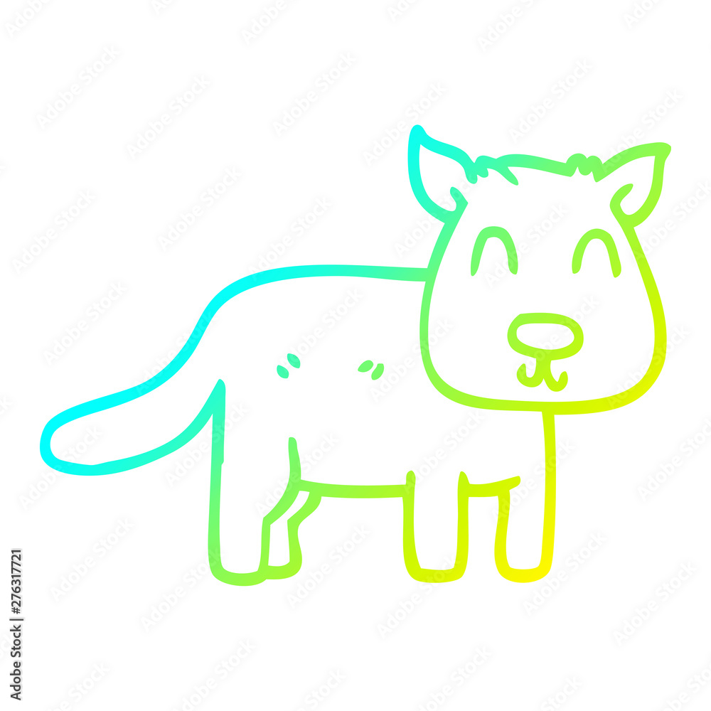 cold gradient line drawing cartoon calm dog