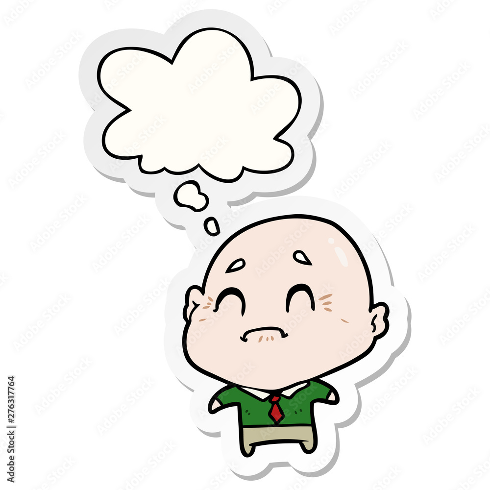 cartoon old man and thought bubble as a printed sticker cartoon old man and thought bubble as a printed sticker