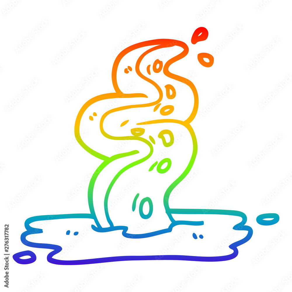 Obraz premium rainbow gradient line drawing cartoon spooky tentacle