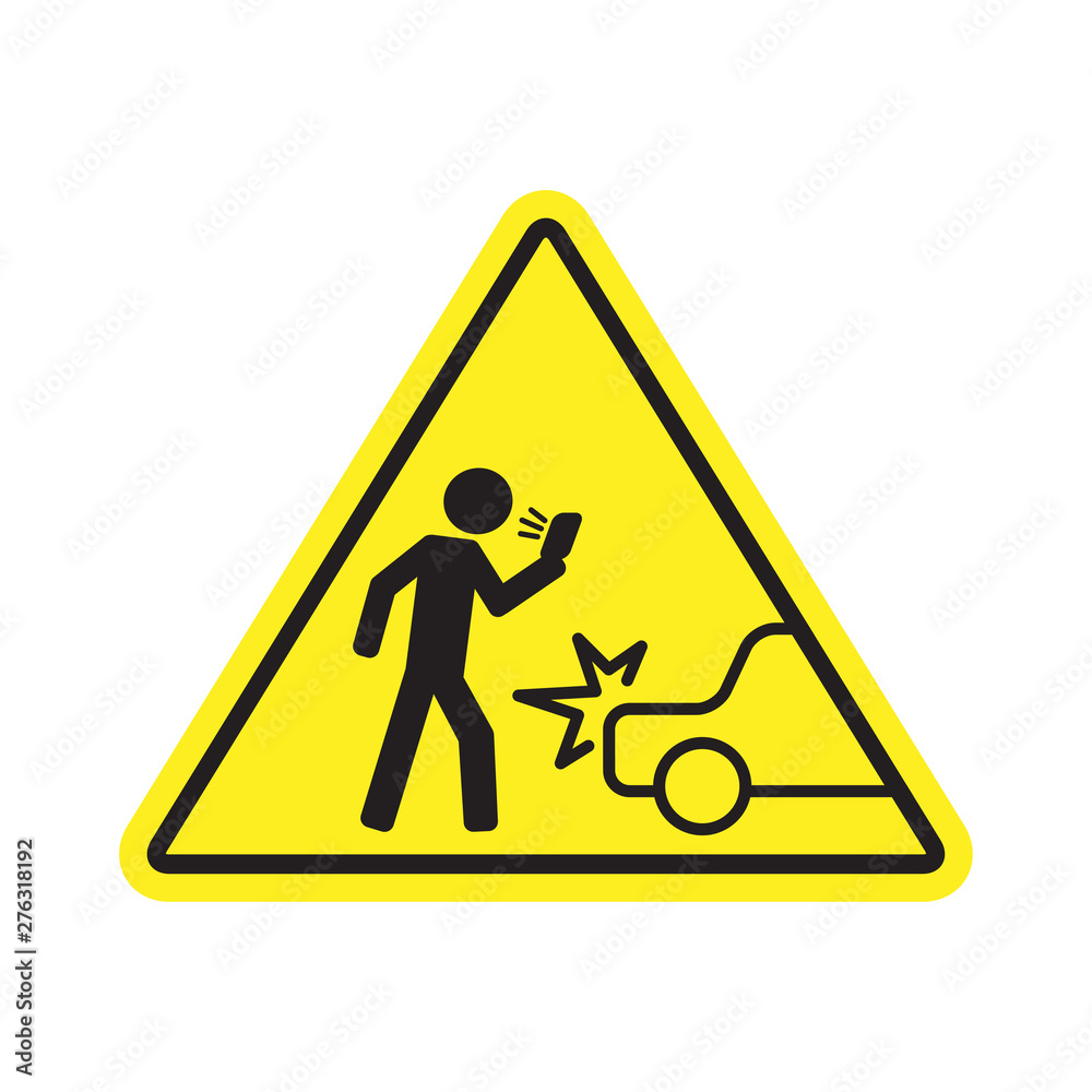 No texting while walking round sign with white background No texting while walking round sign with white background