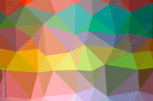 Illustration of abstract Green  Orange  Yellow horizontal low poly background. Beautiful polygon design pattern.