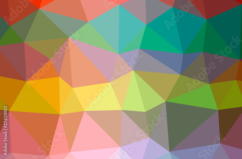 Illustration of abstract Green, Orange, Yellow horizontal low poly background. Beautiful polygon design pattern.