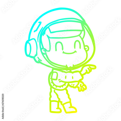 cold gradient line drawing happy cartoon astronaut man