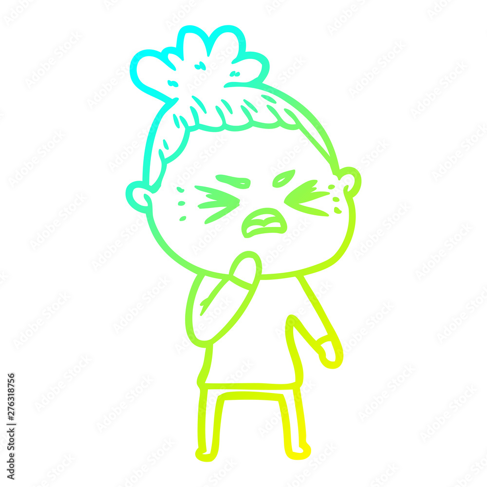 cold gradient line drawing cartoon angry woman cold gradient line drawing cartoon angry woman