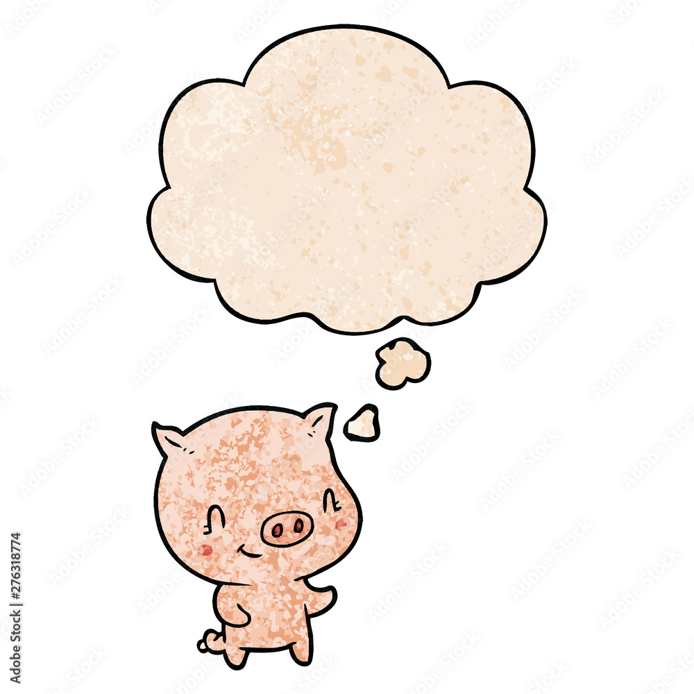 cartoon pig and thought bubble in grunge texture pattern style cartoon pig and thought bubble in grunge texture pattern style