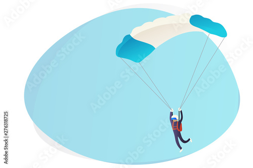 Cartoon skydiver vector background web page