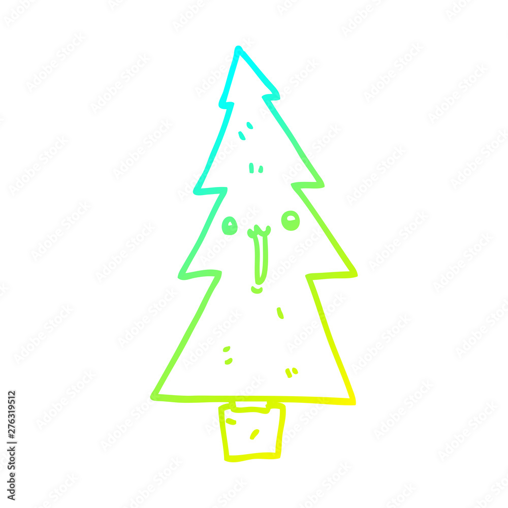 cold gradient line drawing cartoon christmas tree cold gradient line drawing cartoon christmas tree