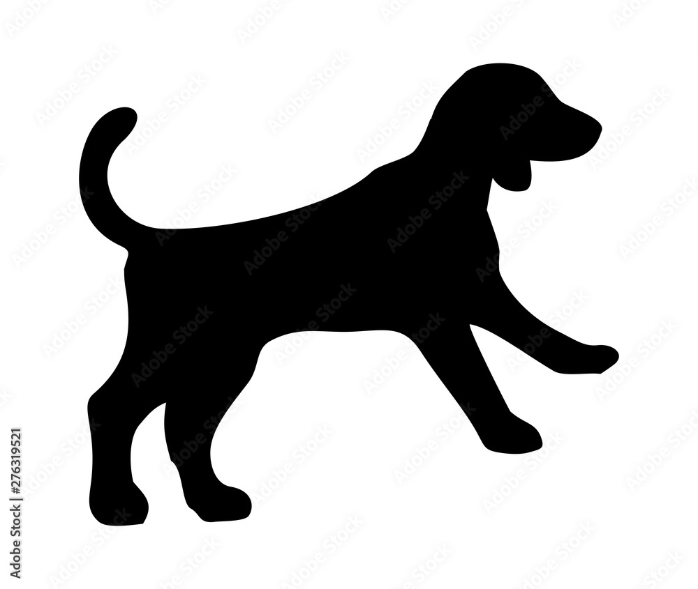 Beagle icon. Dog jump silhouette. Vector illustration isolated