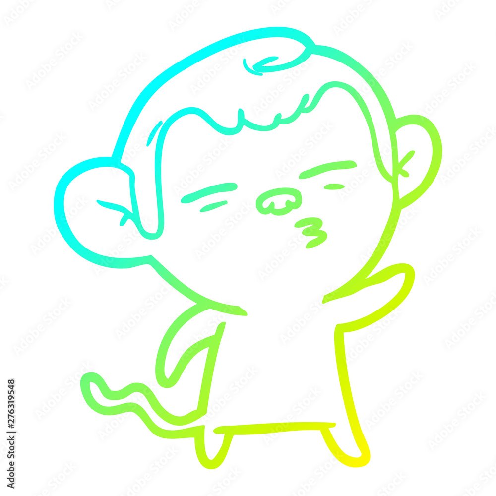 cold gradient line drawing cartoon suspicious monkey cold gradient line drawing cartoon suspicious monkey