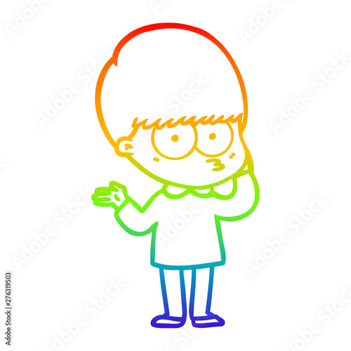rainbow gradient line drawing curious cartoon boy
