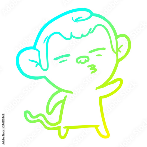 cold gradient line drawing cartoon suspicious monkey