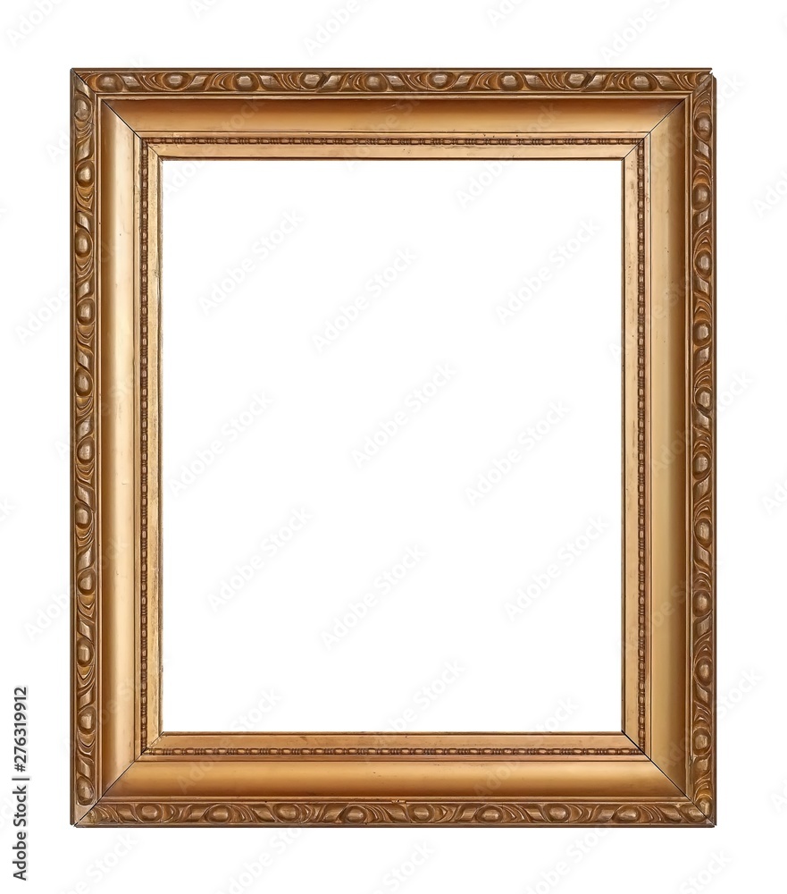 Golden frame for paintings, mirrors or photo isolated on white background Golden frame for paintings, mirrors or photo isolated on white background