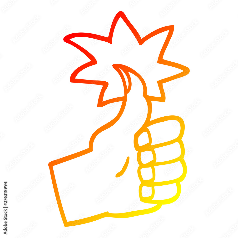 warm gradient line drawing cartoon thumbs up symbol warm gradient line drawing cartoon thumbs up symbol
