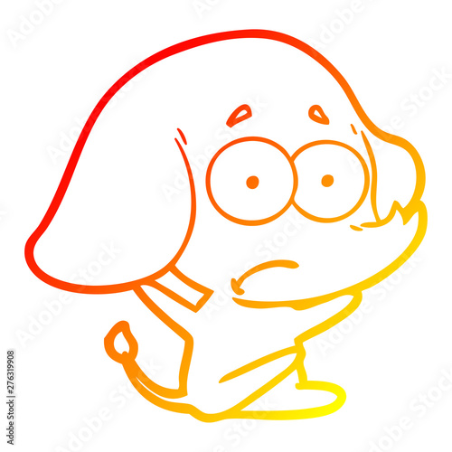 warm gradient line drawing cartoon unsure elephant