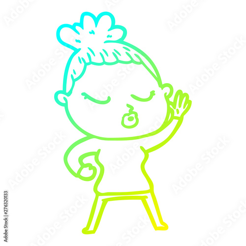 cold gradient line drawing cartoon calm woman