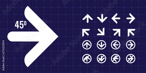 Trendy Arrow icon or sign set for your design. Round edge arrows vector illustration.