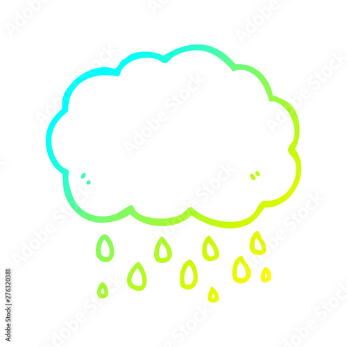 cold gradient line drawing cartoon cloud raining