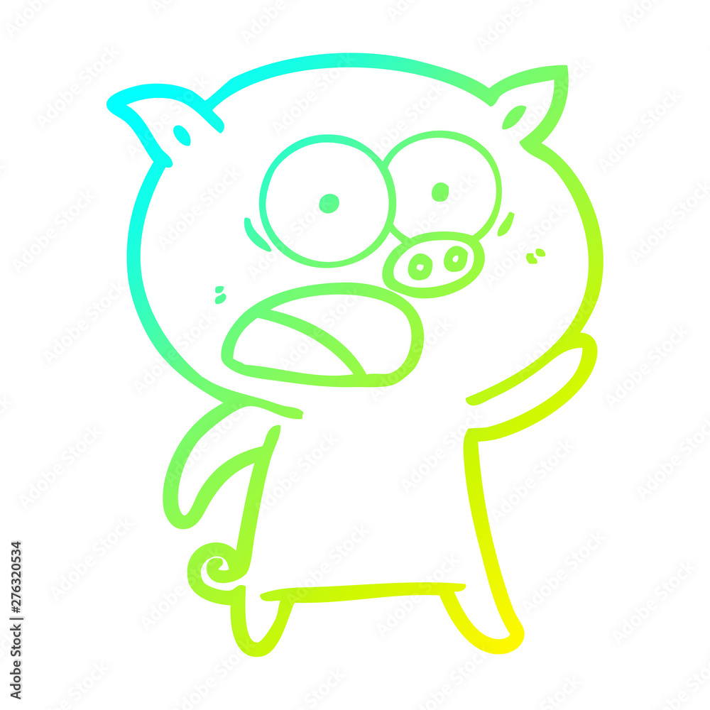cold gradient line drawing cartoon pig shouting cold gradient line drawing cartoon pig shouting