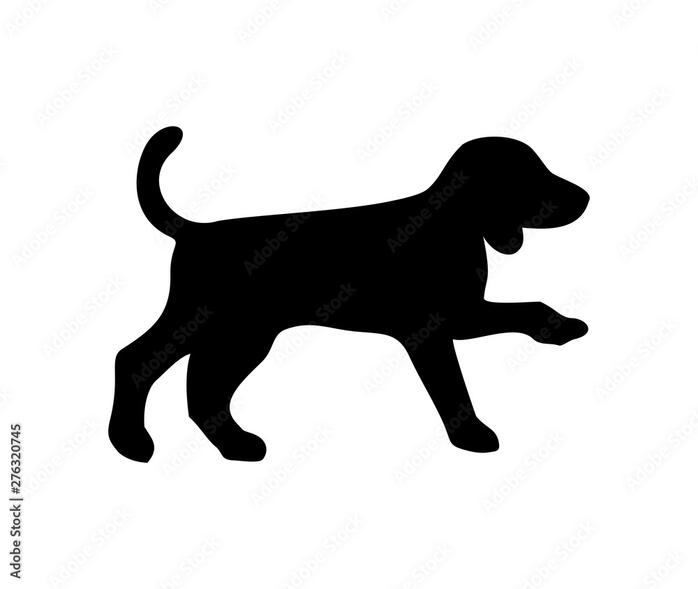 Beagle icon. Dog standing silhouette. Vector illustration isolated