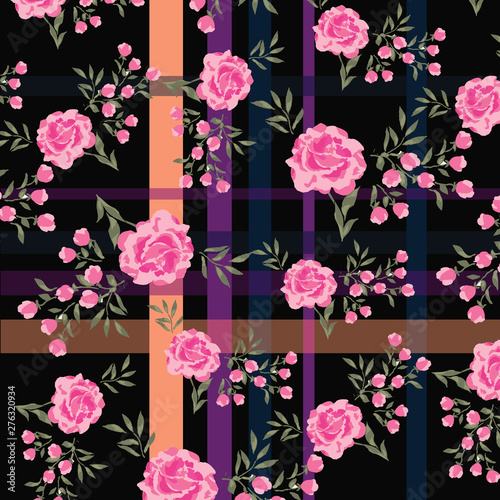 Floral bouquet vector pattern with small flowers and leaves