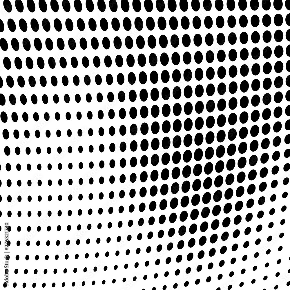 Abstract halftone texture of black dots on white background.
