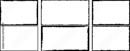 Set of frames in grunge style. Text templates black and white