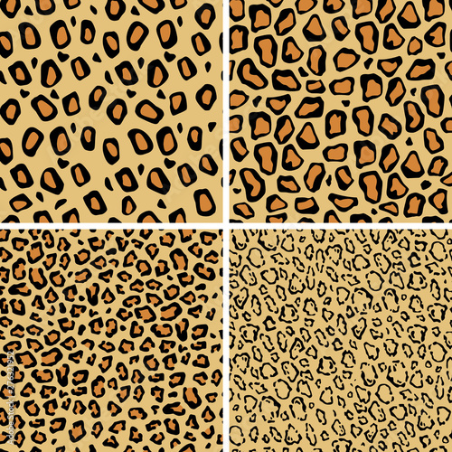 Set of leopard skin seamless pattern. Wild cat texture repeat. Abstract animal fur wallpaper. Contemporary backdrop. Concept trendy fabric textile design.