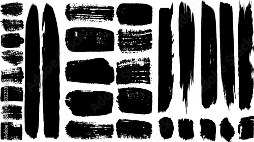 Grunge vector brush. Abstract black spots on a white background. Templates for the destruction of text and print. Isolated lines.