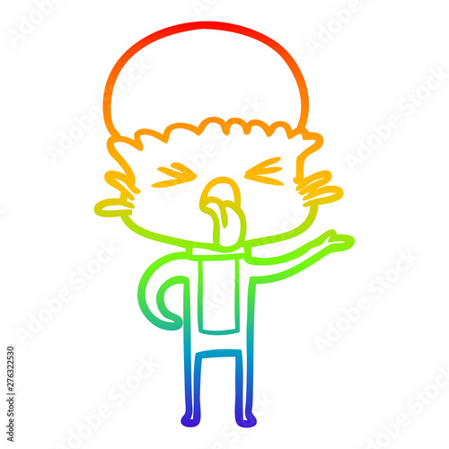 rainbow gradient line drawing disgusted cartoon alien
