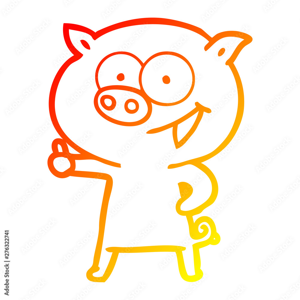warm gradient line drawing cheerful pig cartoon warm gradient line drawing cheerful pig cartoon