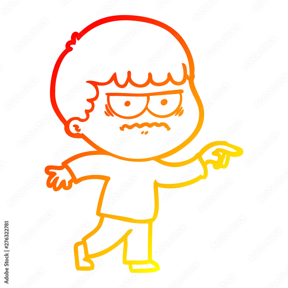 warm gradient line drawing cartoon annoyed man warm gradient line drawing cartoon annoyed man