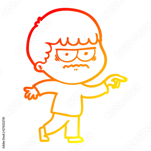 warm gradient line drawing cartoon annoyed man