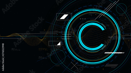 Copyright symbol, protection of intellectual property, tech futuristic technology, sci-fi vector illustration