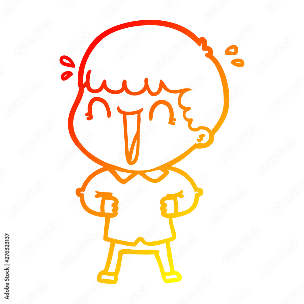 warm gradient line drawing laughing cartoon man