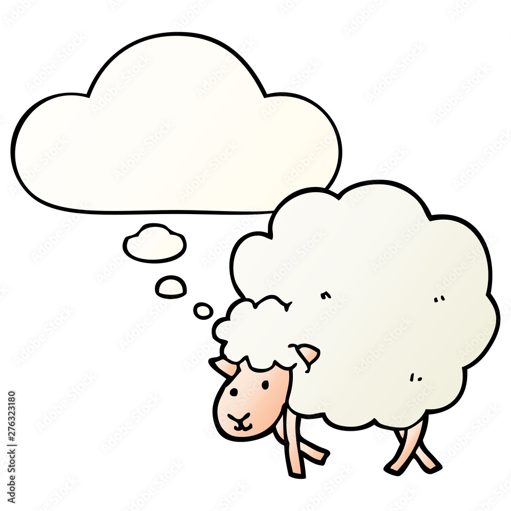 cartoon sheep and thought bubble in smooth gradient style cartoon sheep and thought bubble in smooth gradient style
