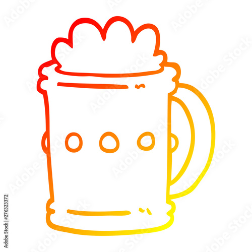 warm gradient line drawing cartoon beer tankard