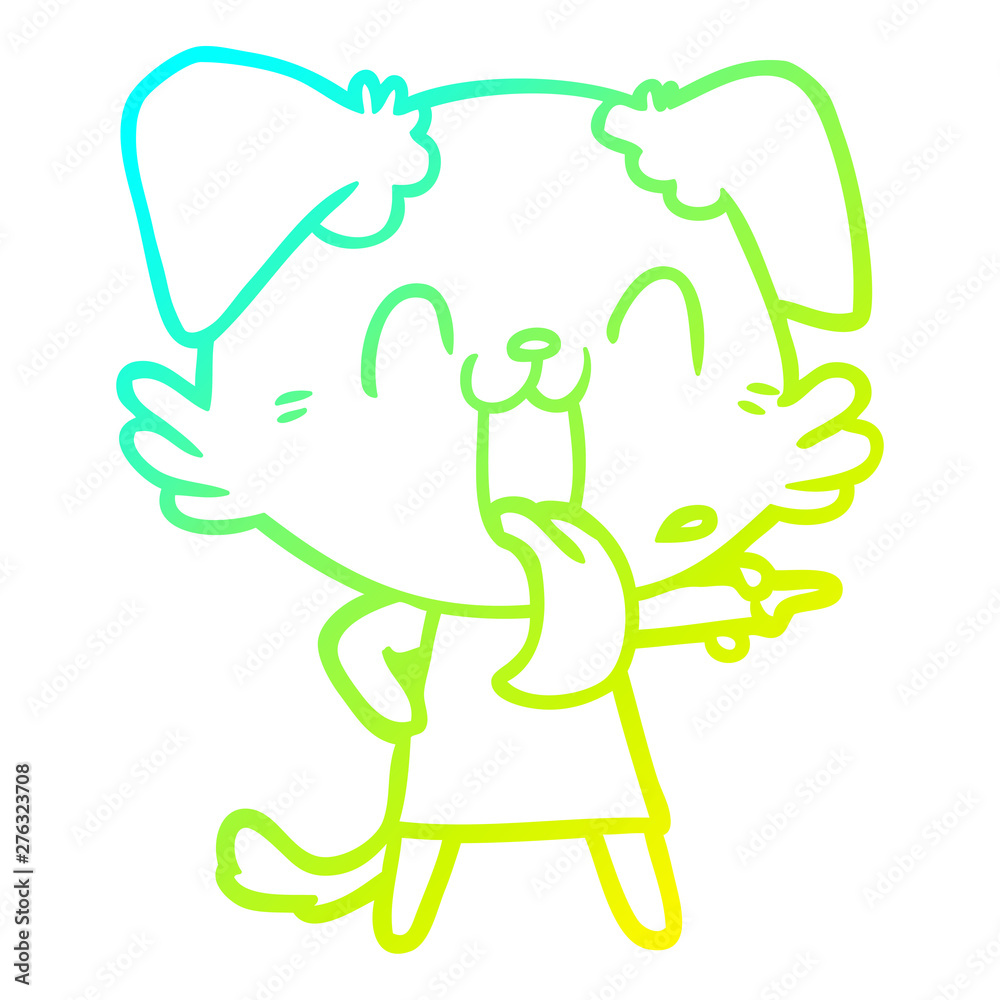 cold gradient line drawing cartoon panting dog in dress cold gradient line drawing cartoon panting dog in dress