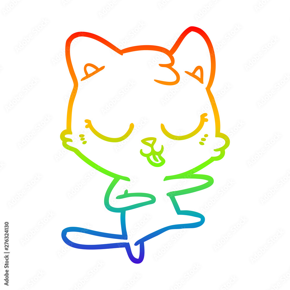 rainbow gradient line drawing cartoon cat hissing rainbow gradient line drawing cartoon cat hissing