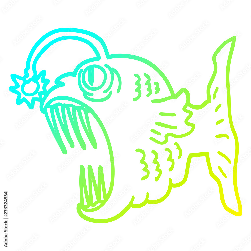 cold gradient line drawing cartoon lantern fish cold gradient line drawing cartoon lantern fish