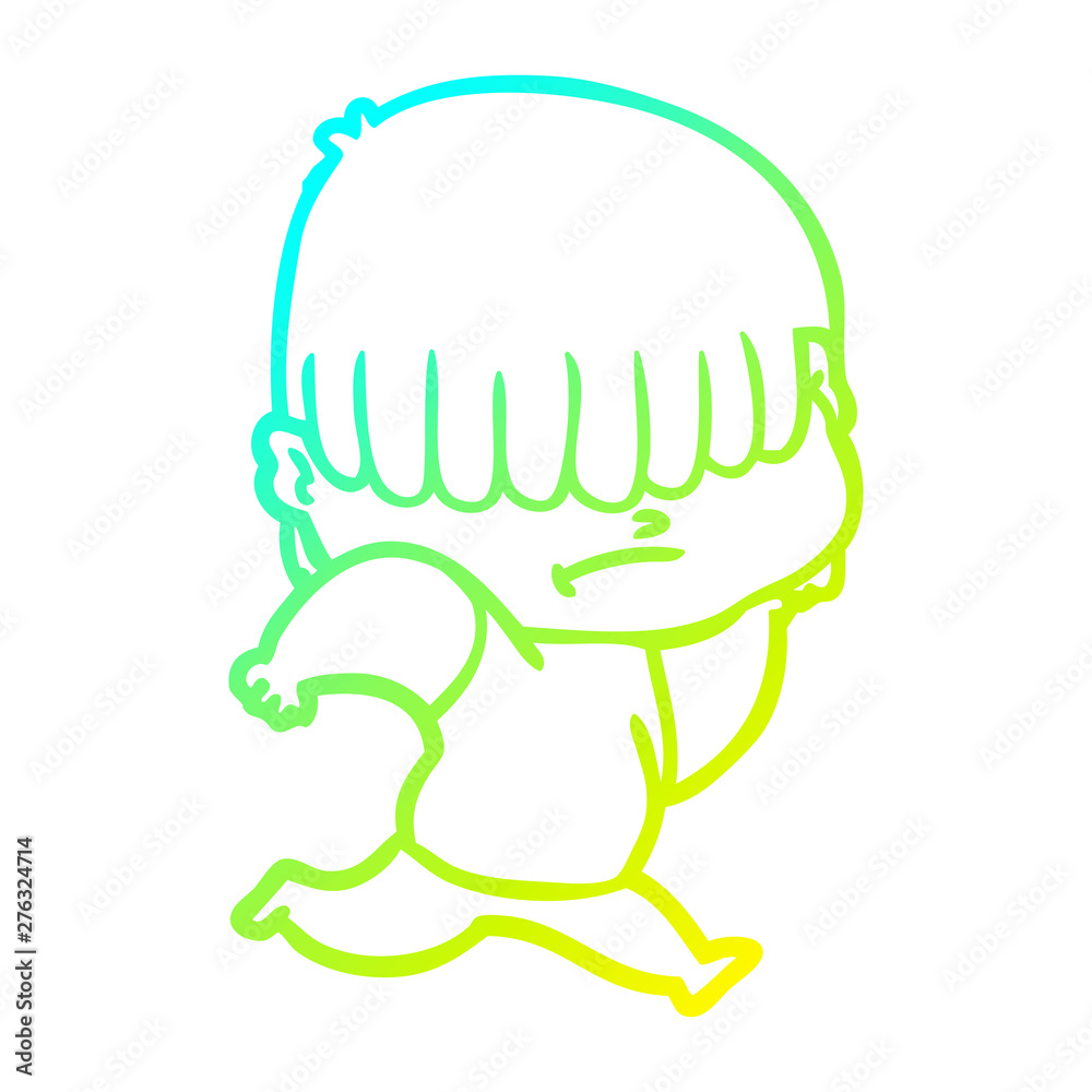 cold gradient line drawing cartoon boy with untidy hair cold gradient line drawing cartoon boy with untidy hair