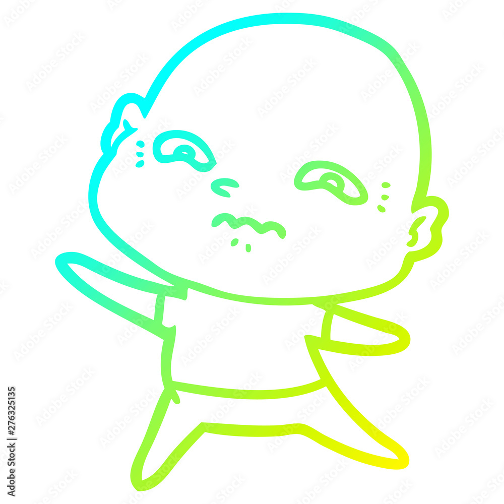 Obraz premium cold gradient line drawing cartoon nervous man