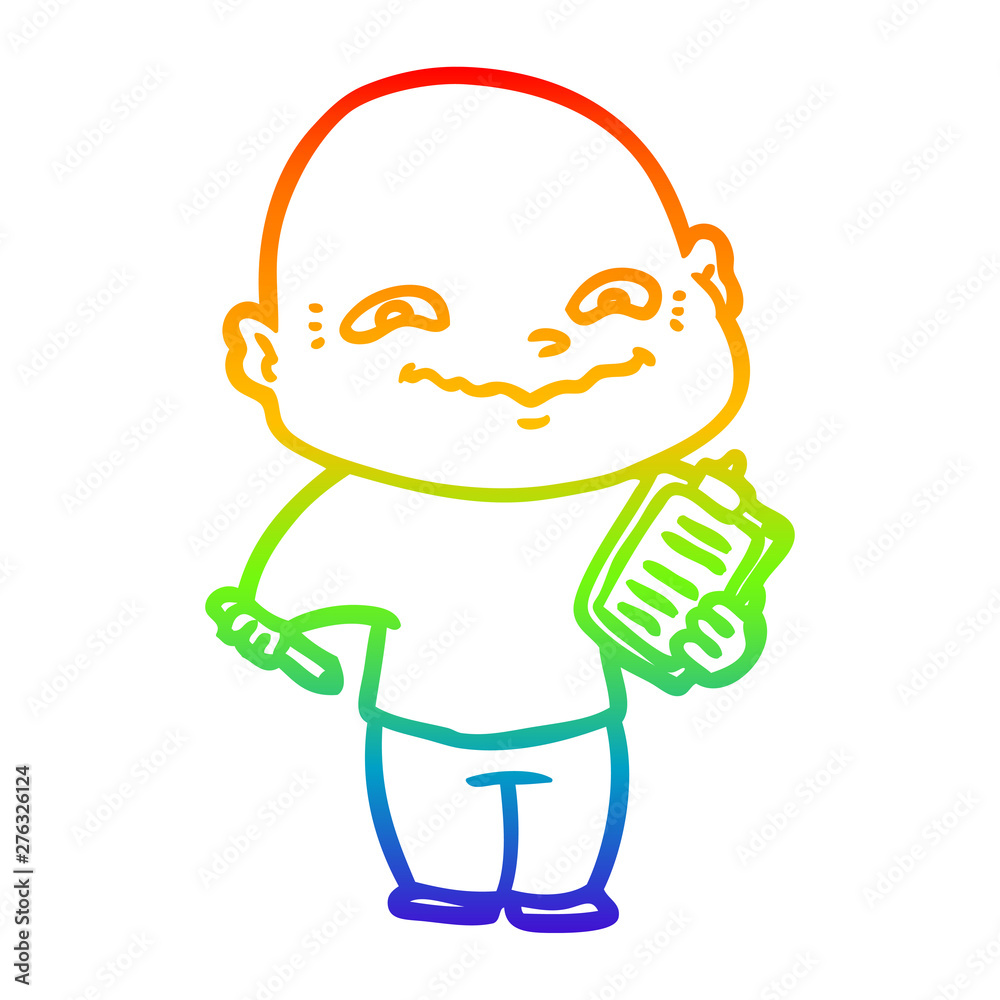 rainbow gradient line drawing cartoon nervous man