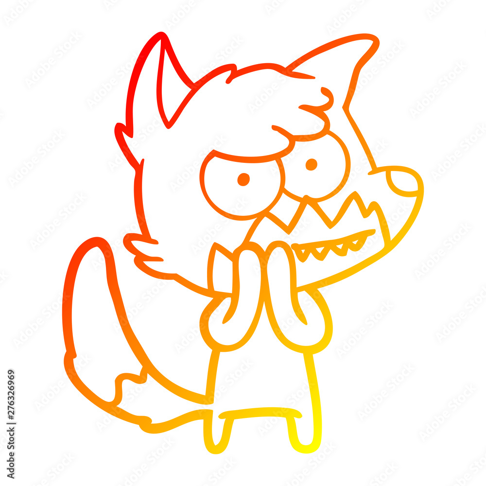 warm gradient line drawing cartoon grinning fox warm gradient line drawing cartoon grinning fox