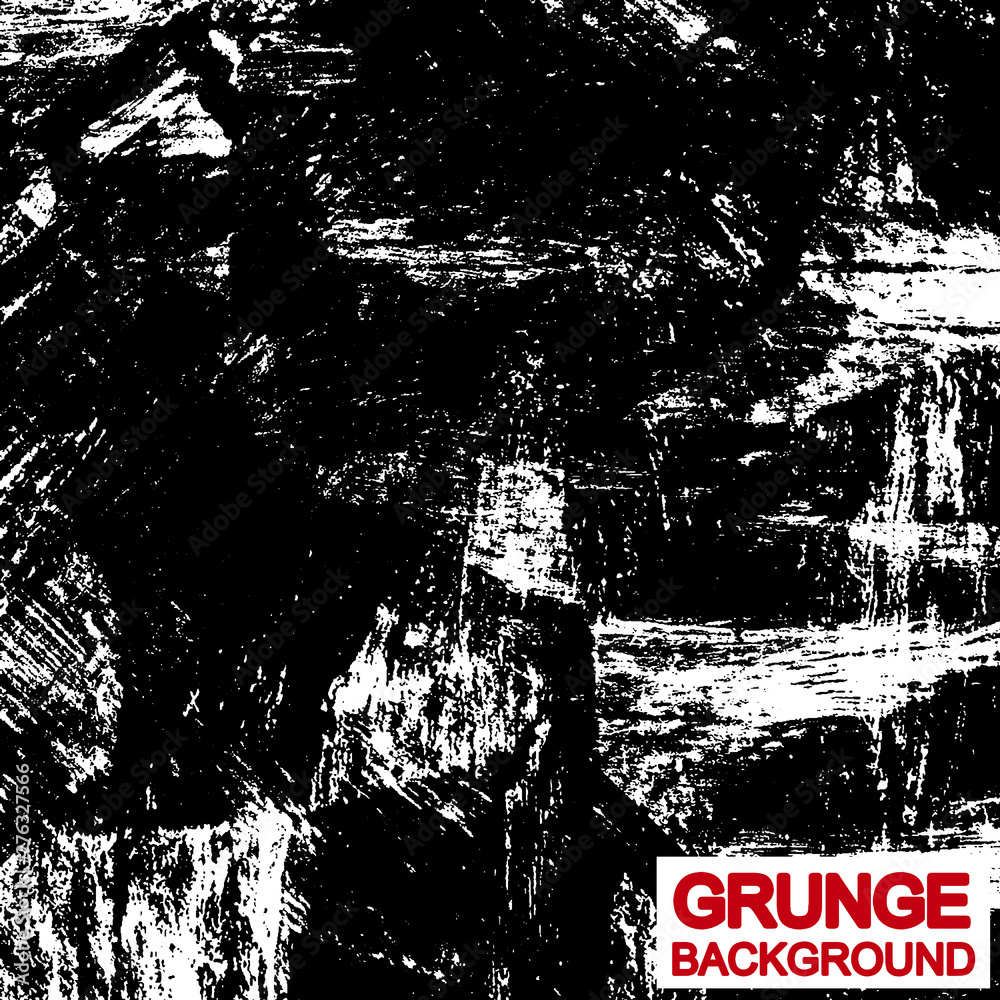 Grunge is black and white. Abstract dark background of the old surface. Vector pattern of cracks. Worn wall texture.