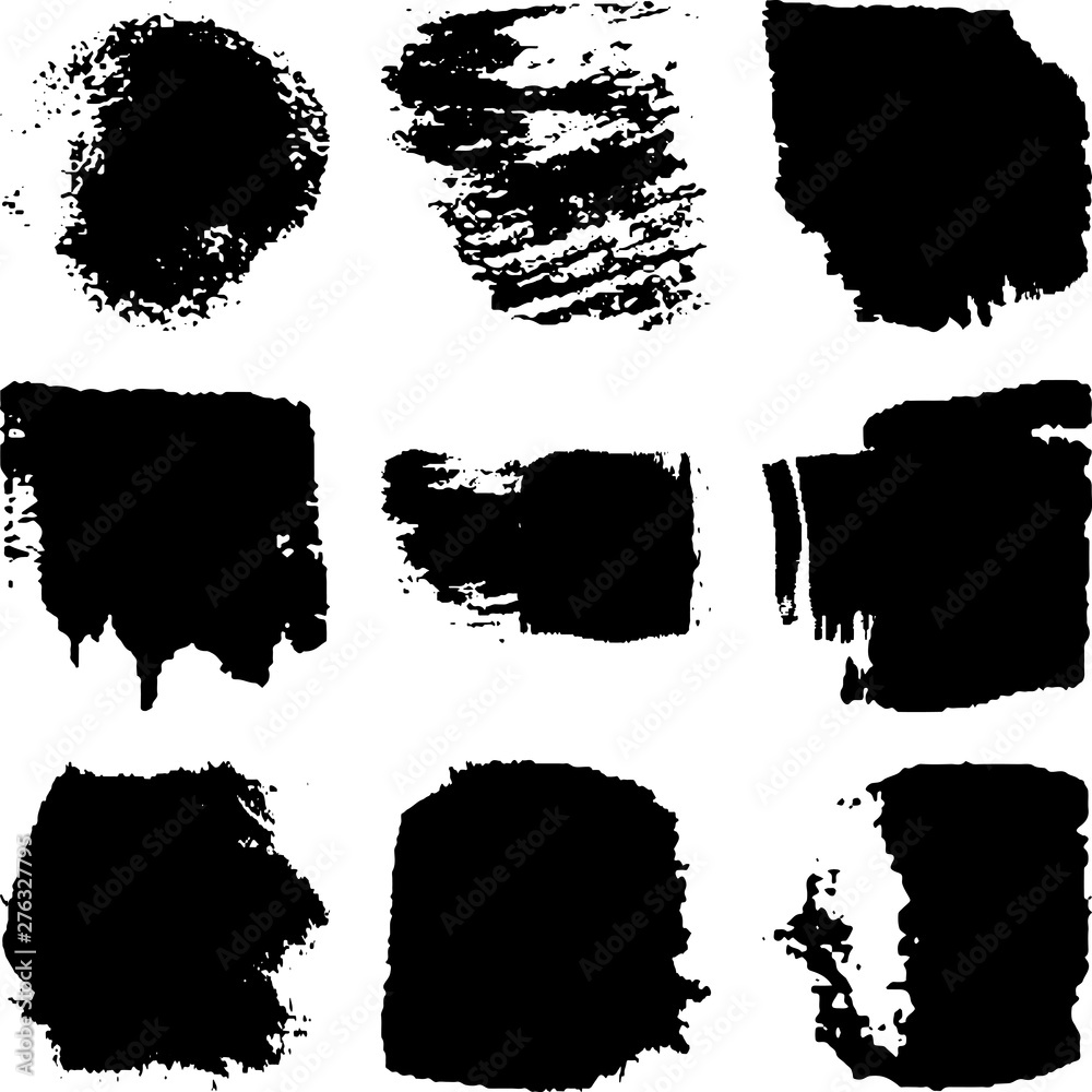 Vector dry brush stroke grunge. Black isolated on white spots. Modern distressed banner texture. Vector dry brush stroke grunge. Black isolated on white spots. Modern distressed banner texture.